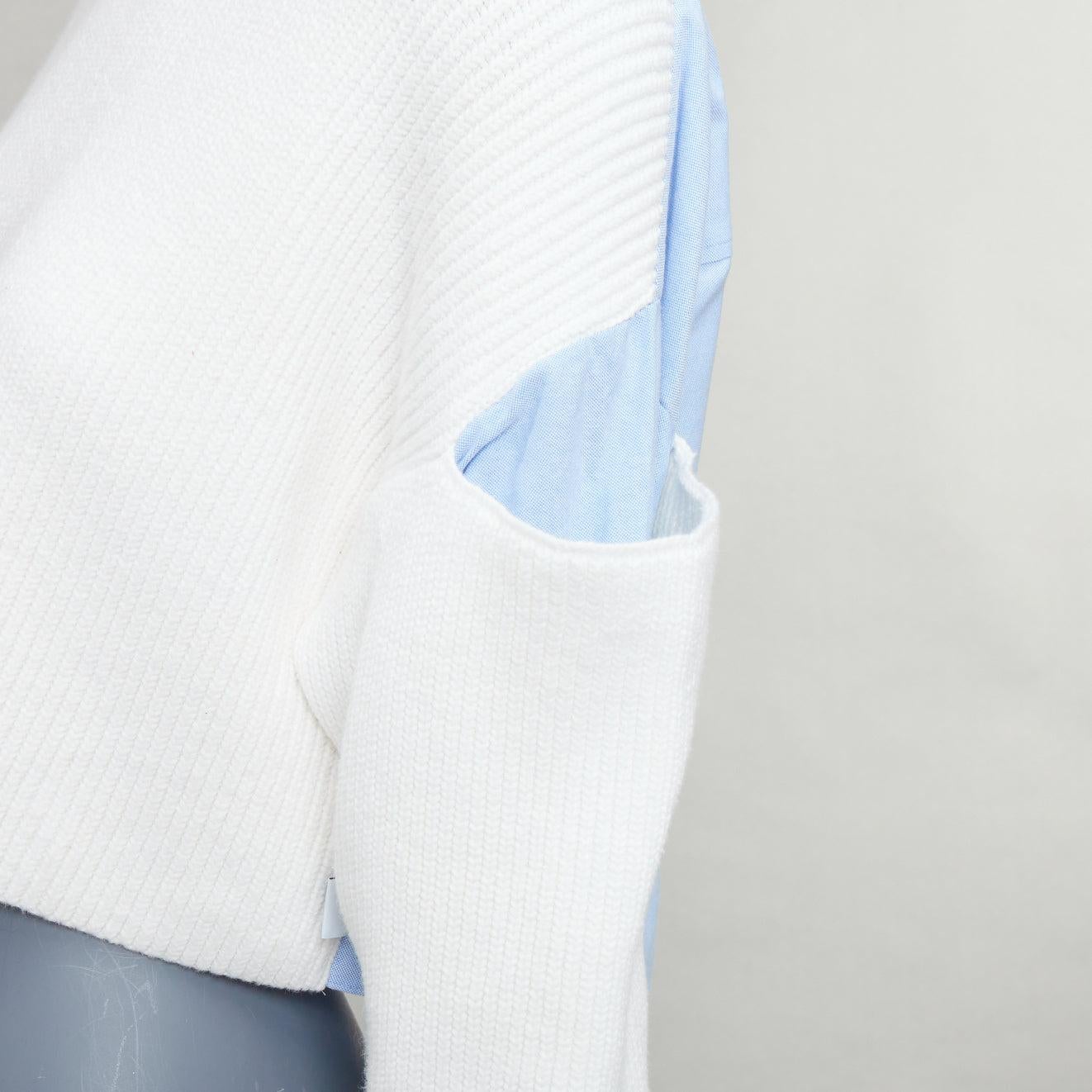T ALEXANDER WANG cream blue cotton blend hybrid sweater shirt XS in vendita 1