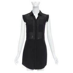 T ALEXANDER WANG sheer silk blend panelled cap sleeve button front dress XS