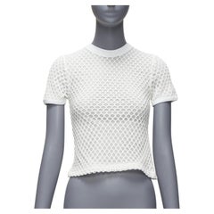 T ALEXANDER WANG haut col bénitier ajusté en filet de coton blanc XS