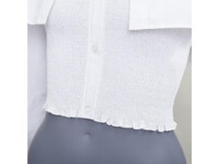 T ALEXANDER WANG white cotton smocked tube oversized crop shirt set S