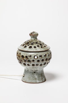 T and C Robert unique handmade 20th century design ceramic lamp grey and black