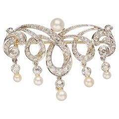 T. B. Starr Belle Epoque Pearl Platinum and Gold Brooch, circa 1905