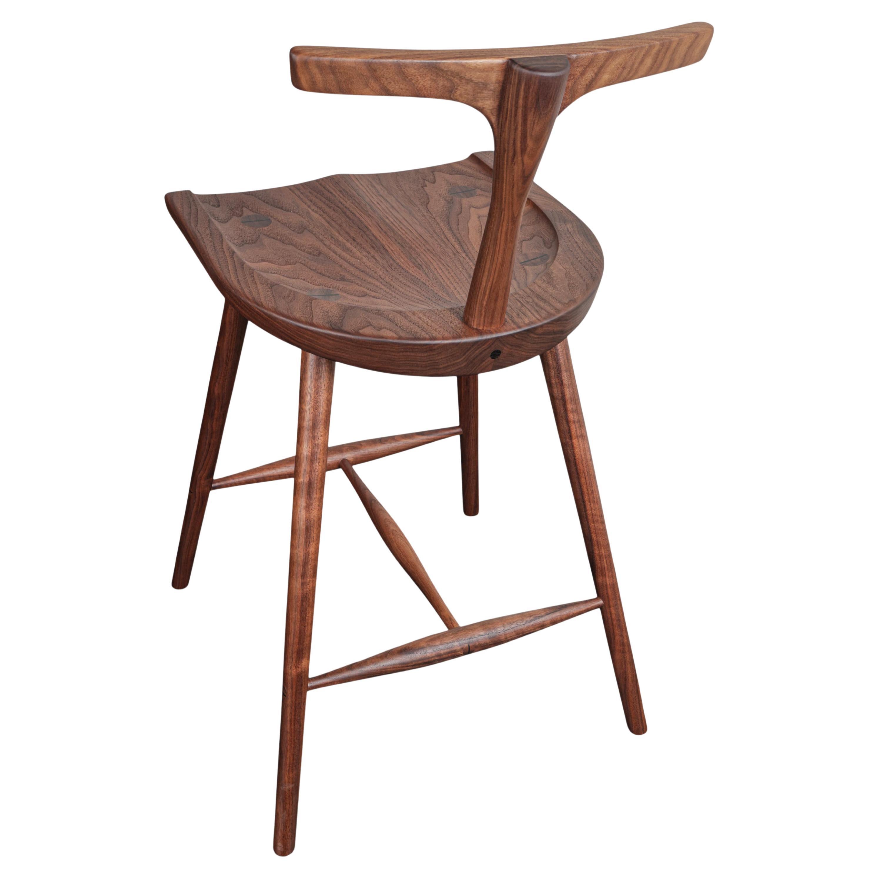 T-Back Krāne Stool, 4-Legged Version Walnut For Sale