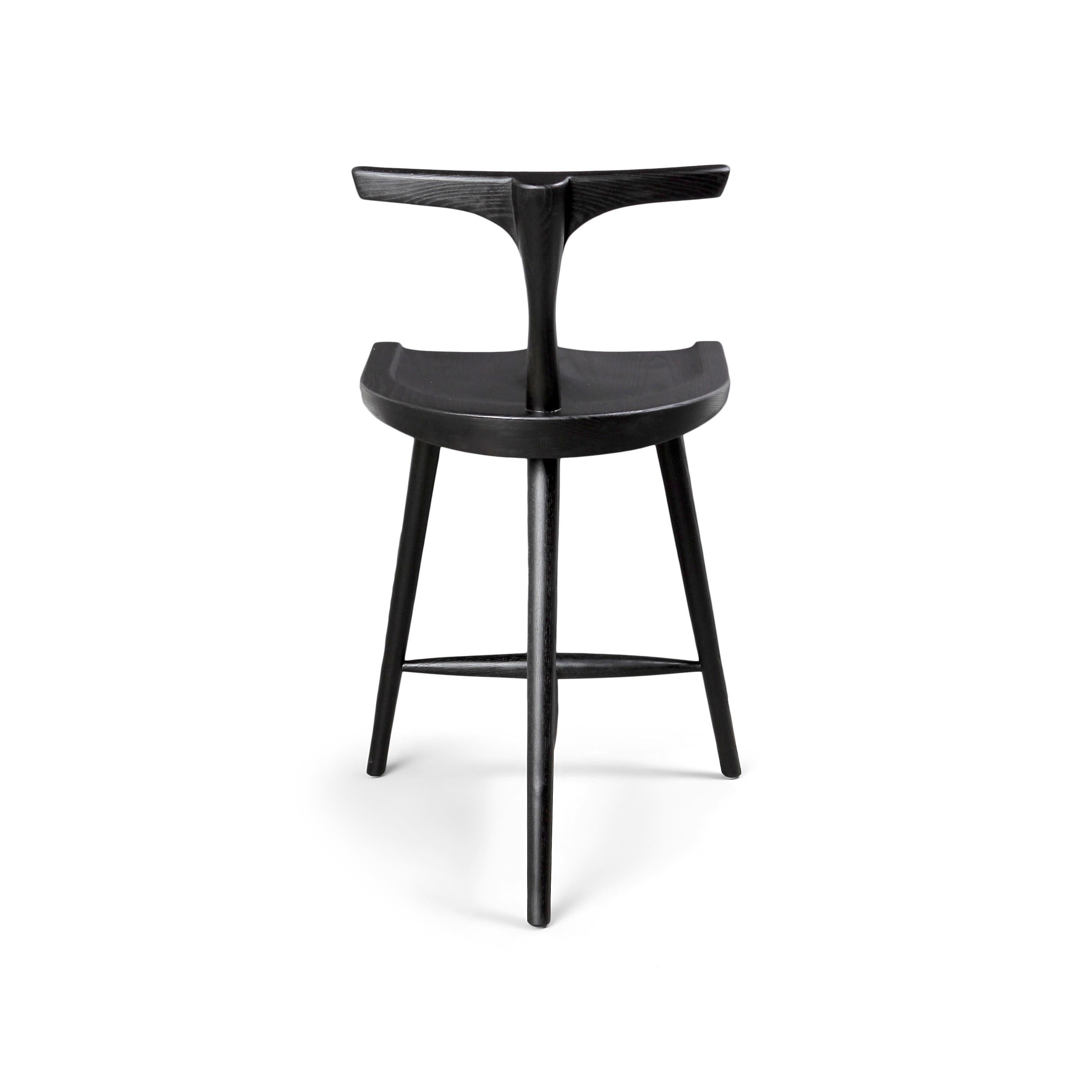 T-Back Krāne Stool in Solid Black Ash In New Condition For Sale In Calgary, CA