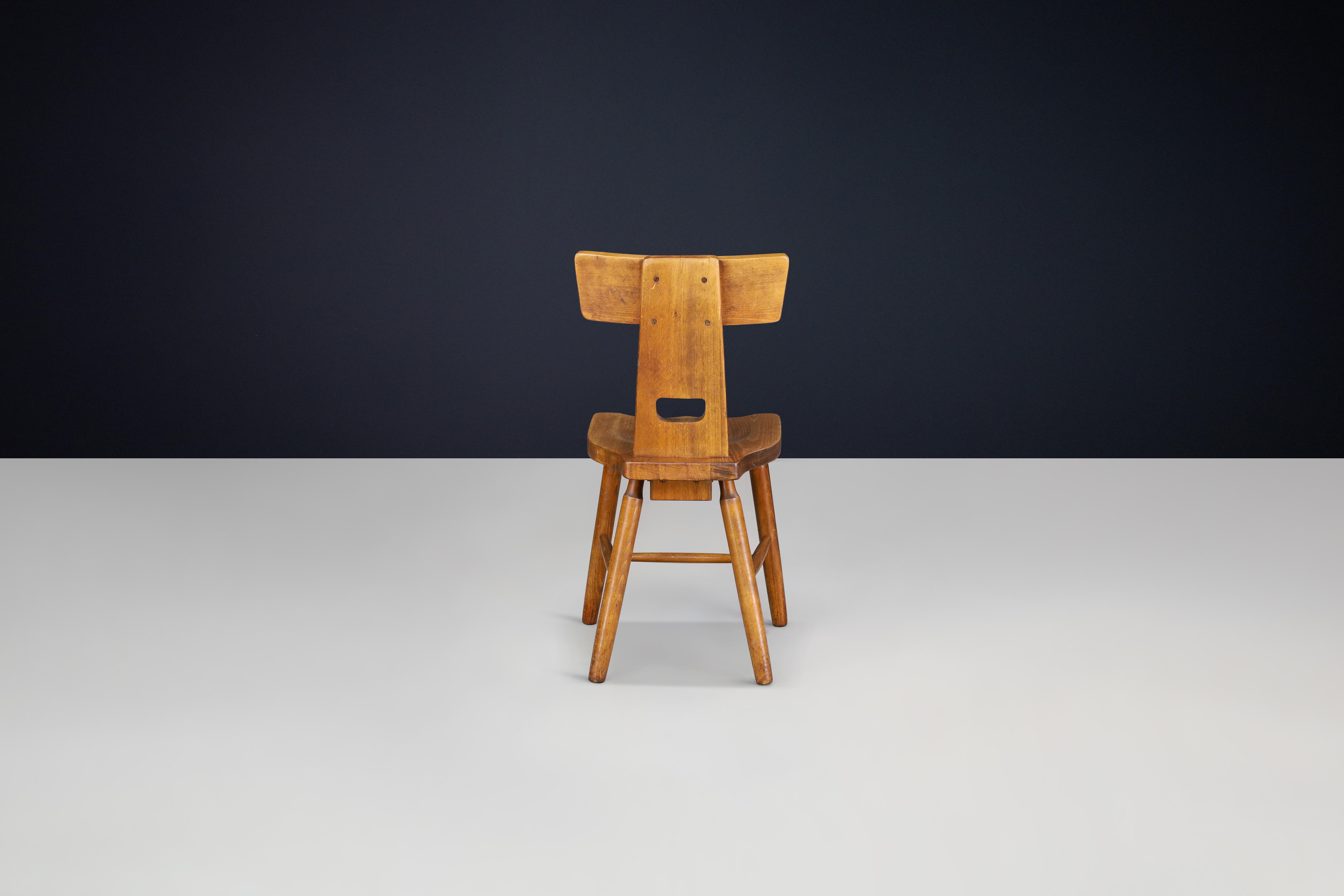 Sedia da pranzo T-Back Oak, Francia, anni '50 - 120 Disponibile in vendita 3