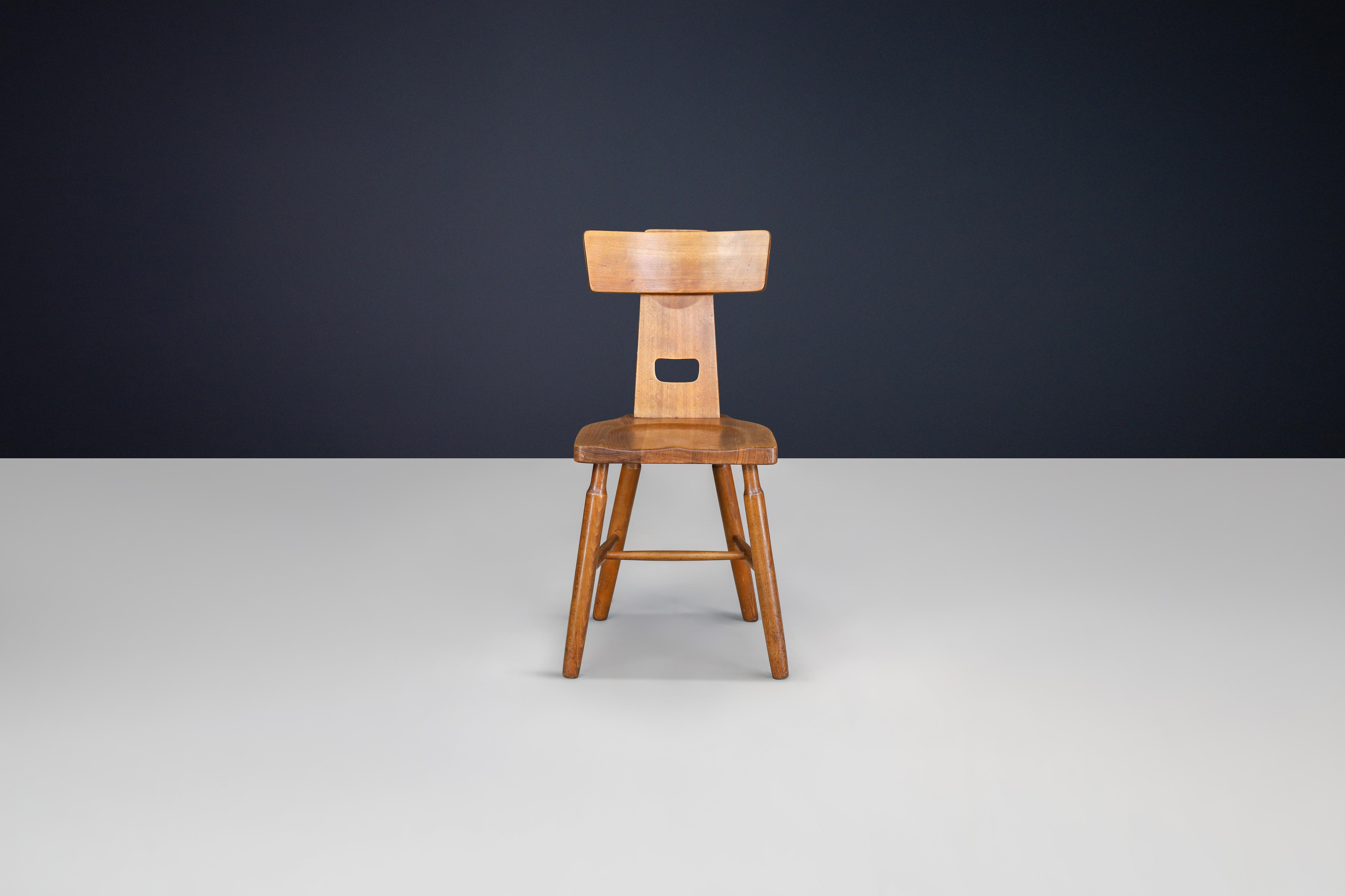 Sedia da pranzo T-Back Oak, Francia, anni '50 - 120 Disponibile in vendita 5