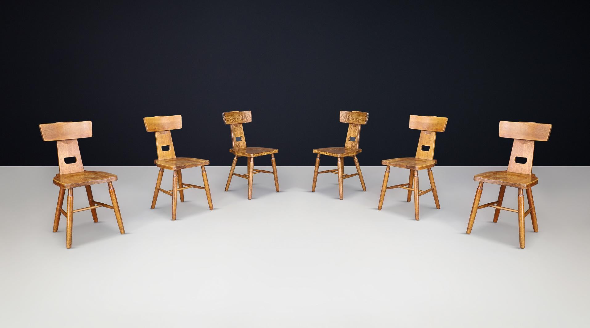 Sedia da pranzo T-Back Oak, Francia, anni '50 - 120 Disponibile in vendita 1