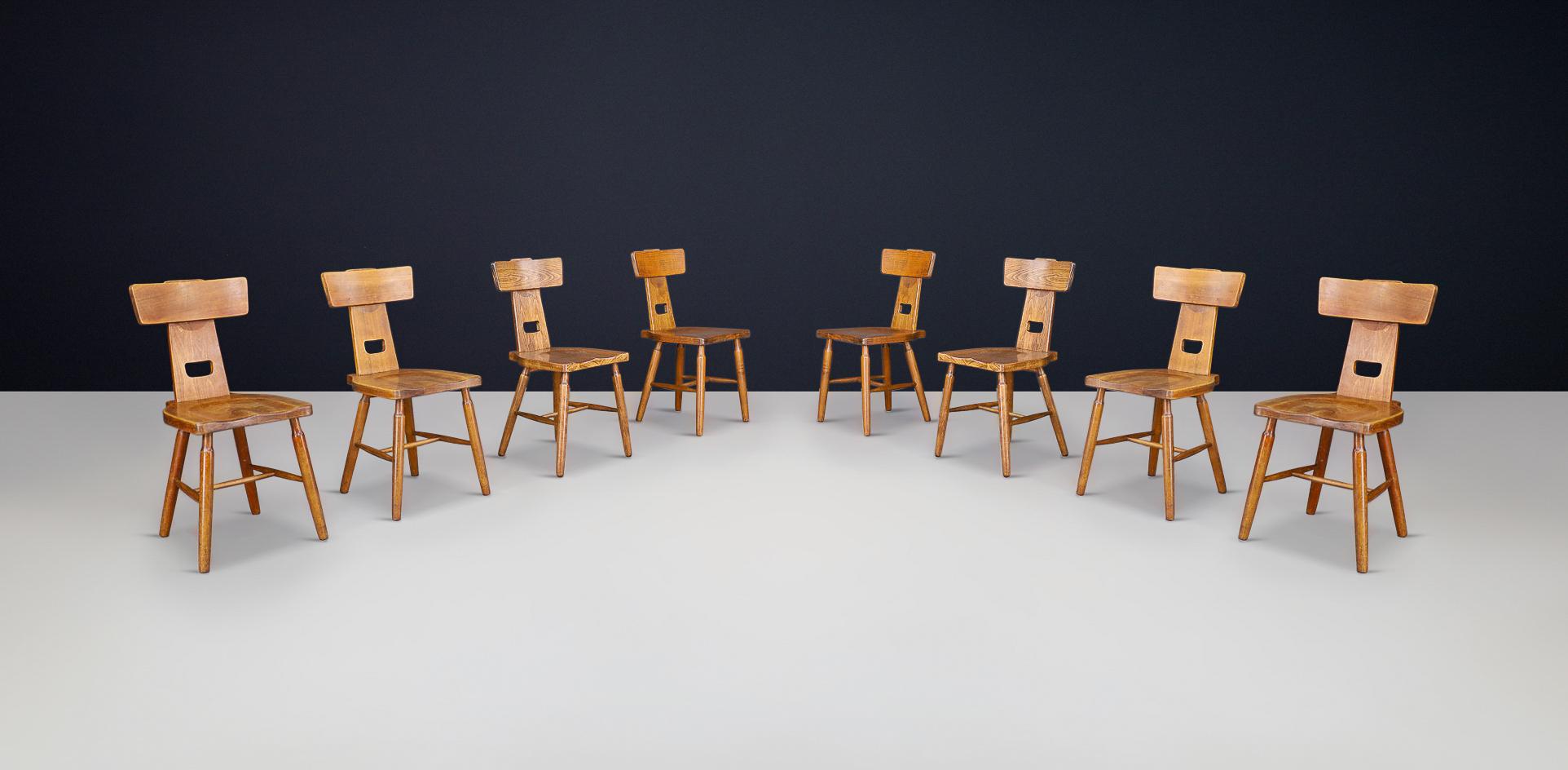 Sedia da pranzo T-Back Oak, Francia, anni '50 - 120 Disponibile in vendita 2
