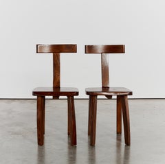 T Back Scandinavian Mid Century Brutalist Chairs Attributed to Olavi Hanninen