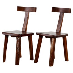 T Back Scandinavian Mid Century Brutalist Chairs Attributed to Olavi Hanninen