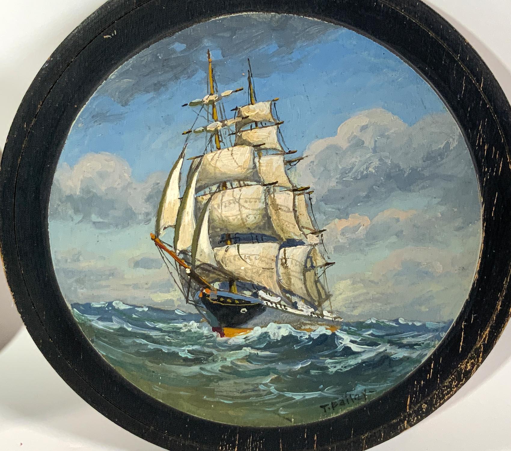 Early 20th Century T. Bailey Paintings Of Clipper Ships