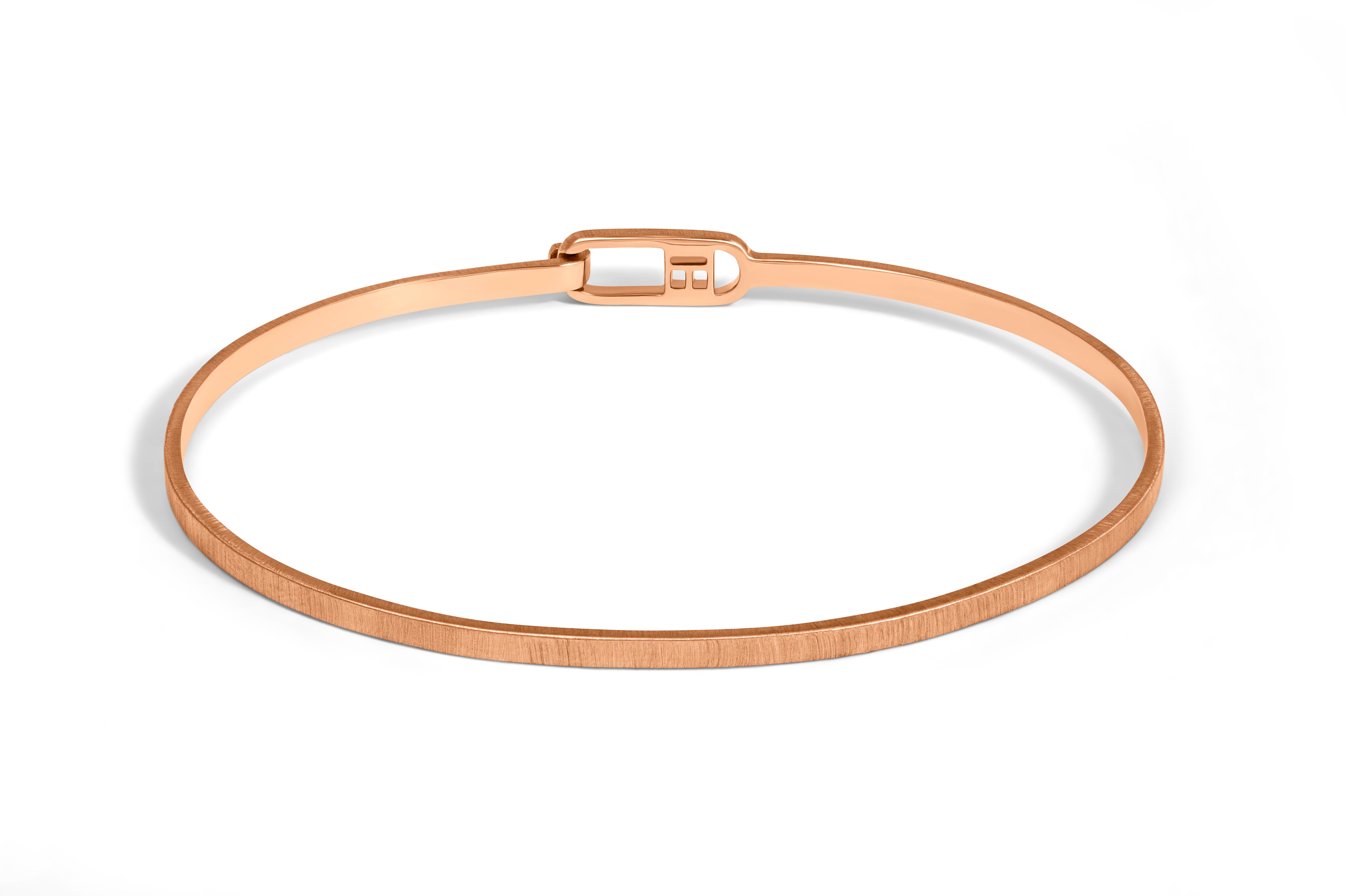 Men's T-Bangle in Brushed 18K Rose Gold, Size XS For Sale