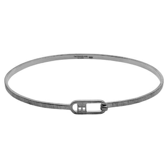 T-Bangle aus gebürstetem, schwarzem, rhodiniertem Sterlingsilber, Größe XS