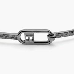 T-Bangle in Hammered Black Rhodium Plated Sterling Silver, Size L