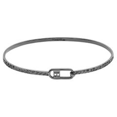 T-Bangle in Hammered Black Rhodium Plated Sterling Silver, Size XS