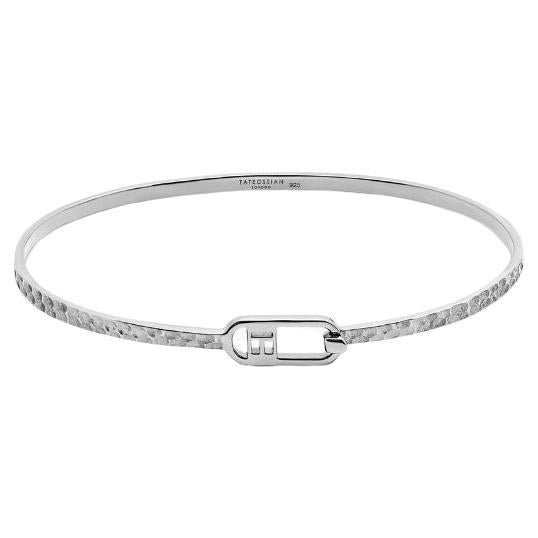 T-Bangle in Hammered Sterling Silver, Size XS For Sale