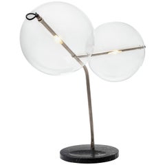 T-Bubble Tarnished Silver Desk / Table Lamp, Brass, Marble, LED Dimmable Sensor