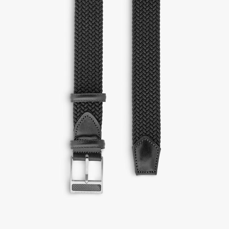 T-Buckle Belt in Black Rayon and Leather & Brushed Titanium Clasp, Size L

Our unique collection of belt buckles has been designed with every gentleman in mind. For the more adventurous gentleman, this unique titanium buckle features an inlay of