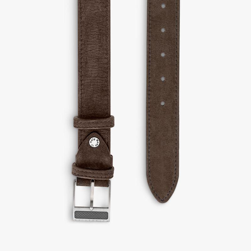 T-Buckle Belt in Brown Leather & Brushed Titanium Clasp, Size M

Our unique collection of belt buckles has been designed with every gentleman in mind. For the more adventurous gentleman, this unique titanium buckle features an inlay of carbon fibre