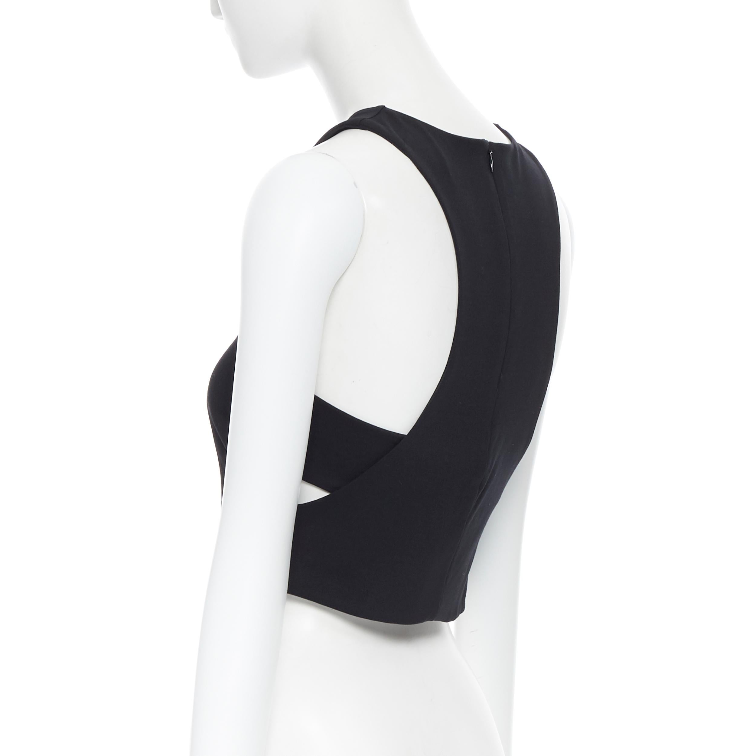 T BY ALEXANDER WANG black cut out crossover bandage back sports crop top M In Excellent Condition In Hong Kong, NT