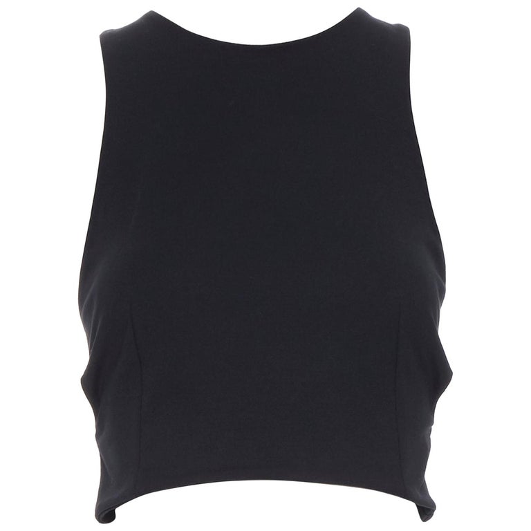 T BY ALEXANDER WANG black cut out crossover bandage back sports crop ...