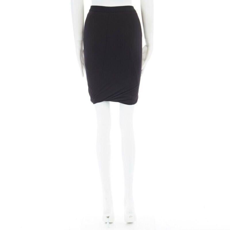 T BY ALEXANDER WANG black modal spandex draped hem elasticated waist skirt XS 1