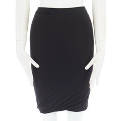 T BY ALEXANDER WANG black modal spandex draped hem elasticated waist skirt XS