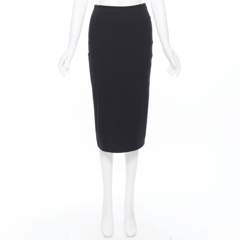 T BY ALEXANDER WANG Bleistiftrock aus schwarzem Viskose- Polyester mit Schlitz in der Mitte S (Schwarz) im Angebot