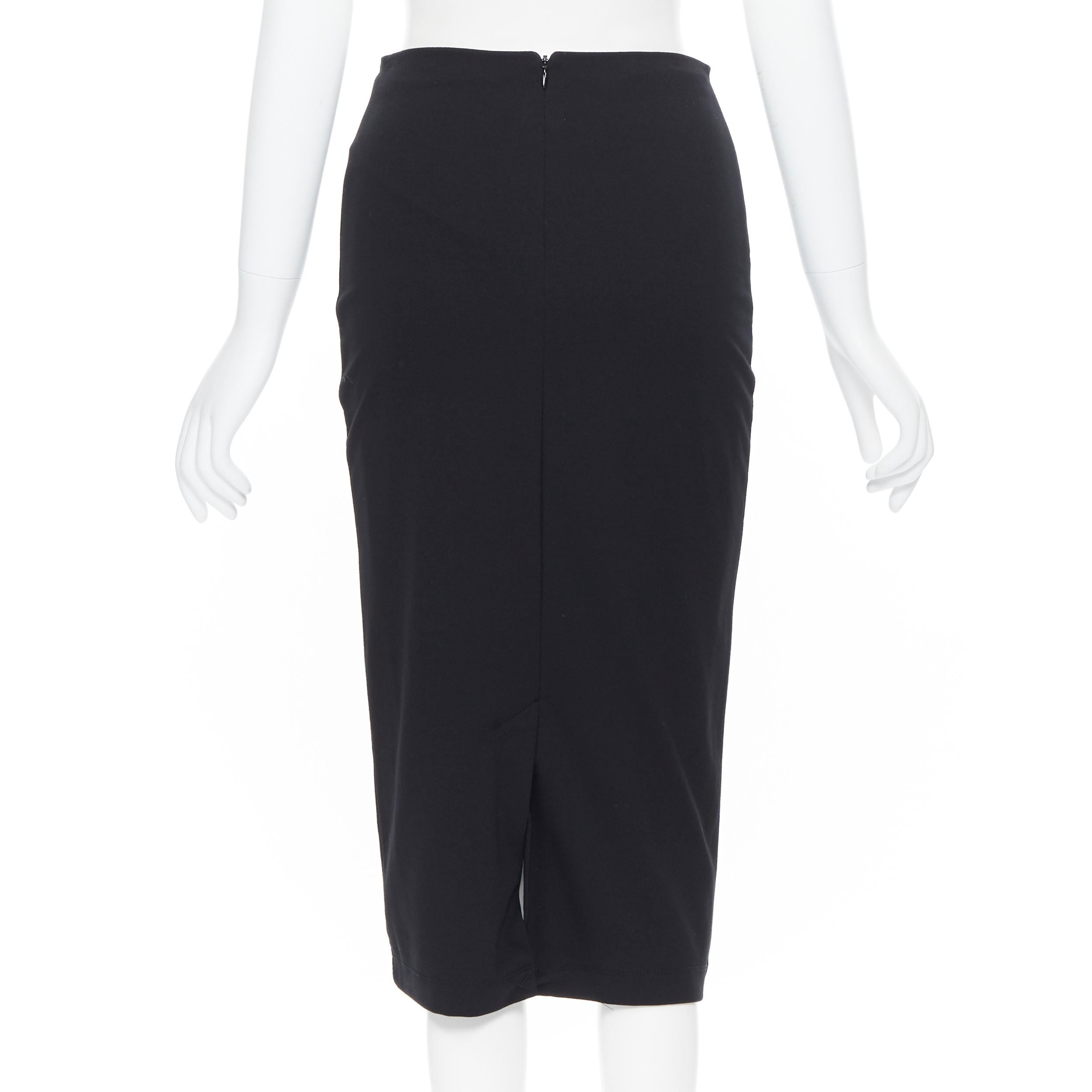 Black T BY ALEXANDER WANG black rayon polyester center slit stretch pencil skirt S