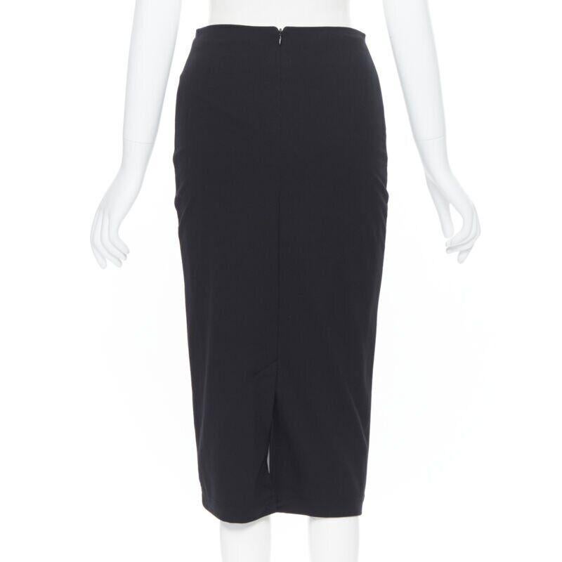 T BY ALEXANDER WANG Bleistiftrock aus schwarzem Viskose- Polyester mit Schlitz in der Mitte S im Angebot 1