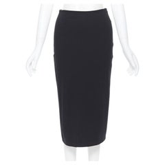 T BY ALEXANDER WANG black rayon polyester center slit stretch pencil skirt S
