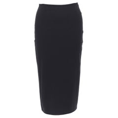 T BY ALEXANDER WANG black rayon polyester center slit stretch pencil skirt S