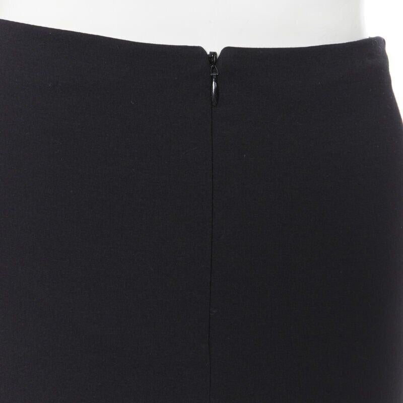 T BY ALEXANDER WANG black rayon polyester centre slit stretch pencil skirt S For Sale 3