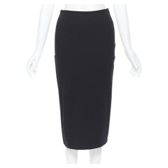 T BY ALEXANDER WANG black rayon polyester centre slit stretch pencil skirt S