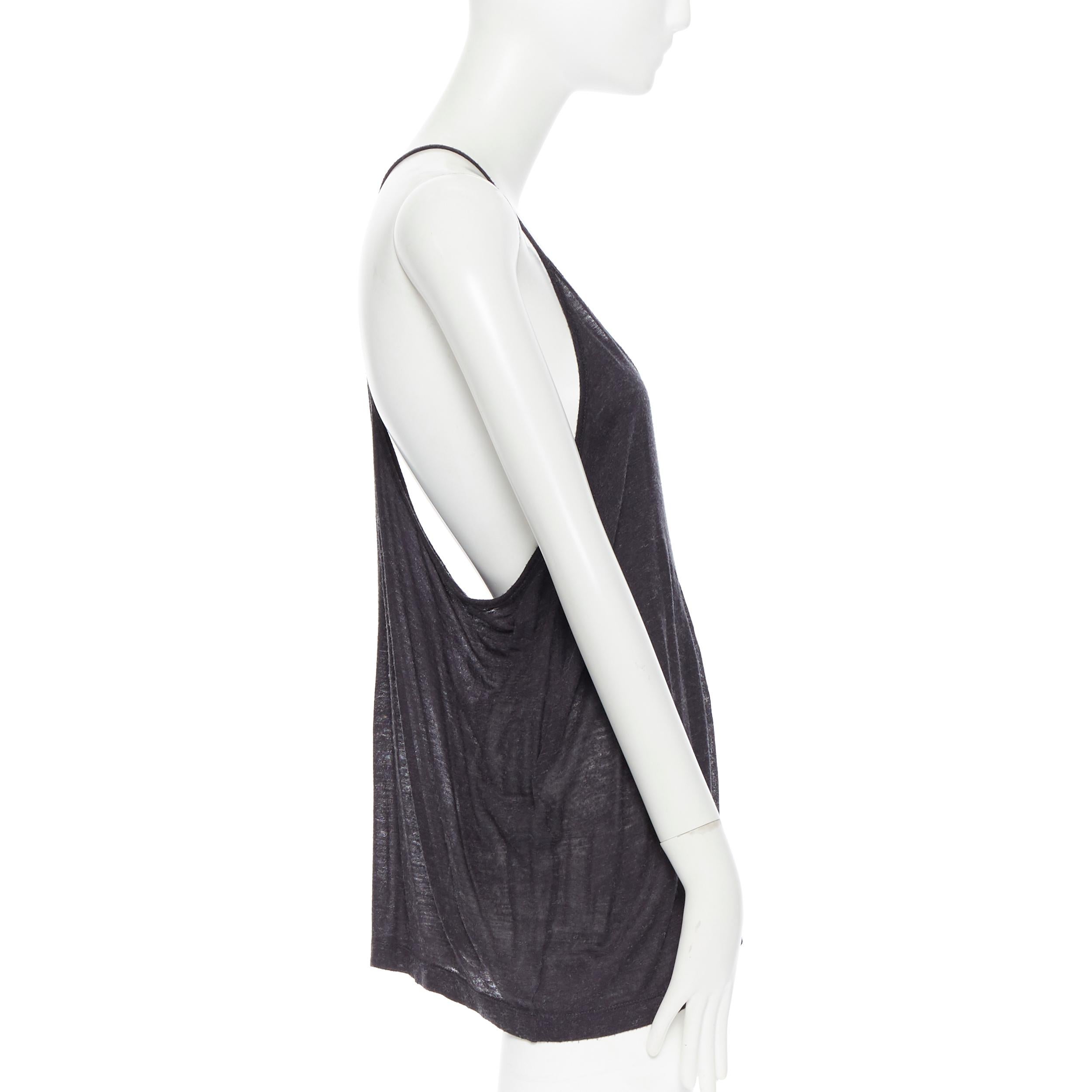 T BY ALEXANDER WANG dark grey acrylic wool scoop neck T-strap tank top XS In Excellent Condition In Hong Kong, NT