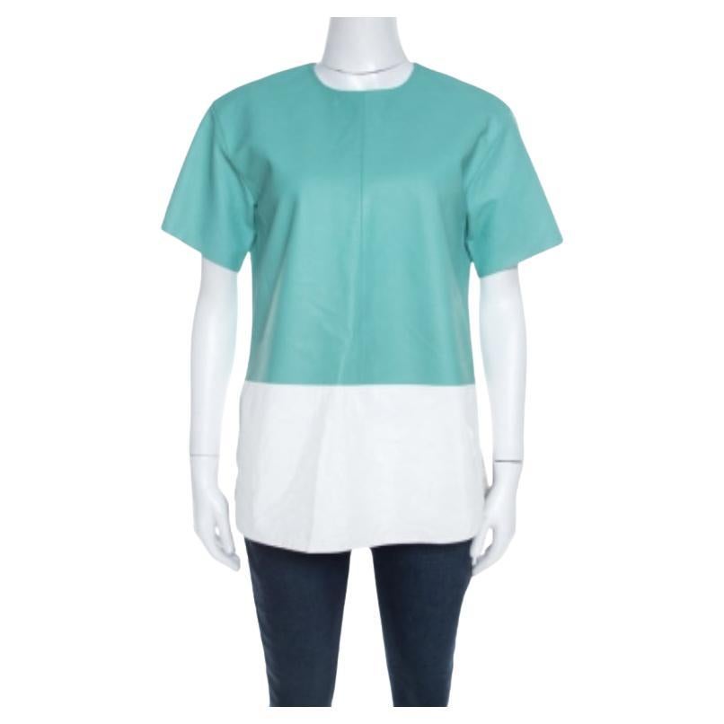 T by Alexander Wang Grünes Boxy Fit Top aus Leder S im Angebot