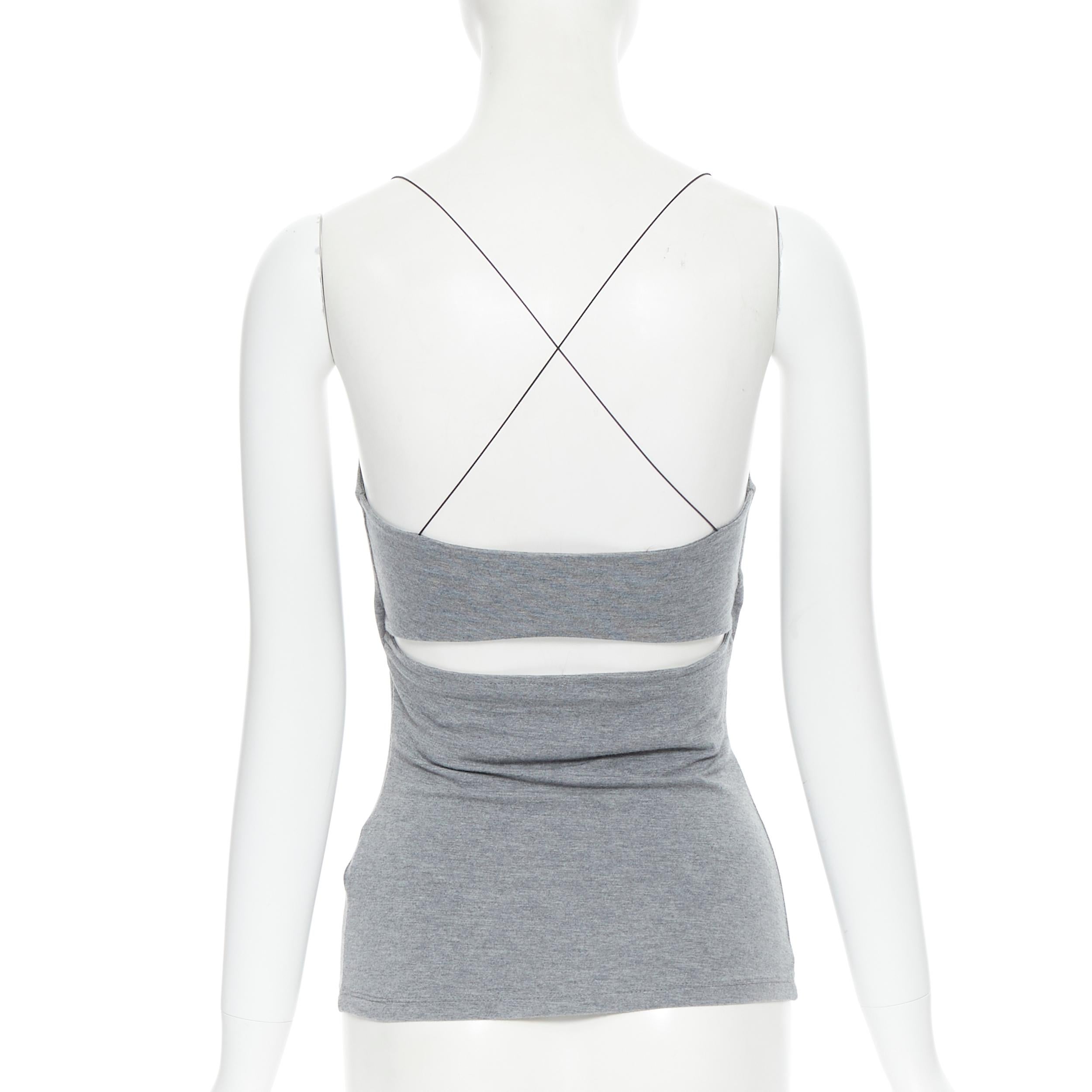 T BY ALEXANDER WANG grey cotton jersey wire spaghetti strap cami tank top XS 
Reference: LNKO/A01737 
Brand: T Alexander Wang 
Designer: Alexander Wang 
Material: Modal 
Color: Grey 
Pattern: Solid 
Extra Detail: Thin wire elasticated spaghetti
