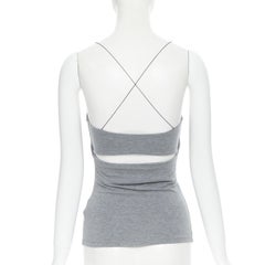 T BY ALEXANDER WANG grey cotton jersey wire spaghetti strap cami tank top XS