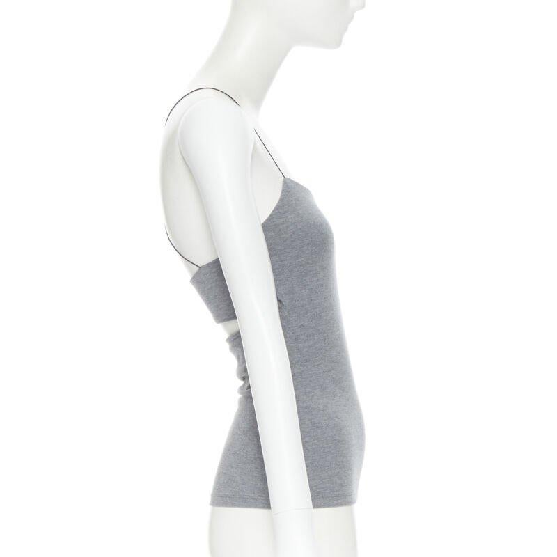 T BY ALEXANDER WANG grey cotton jersey wire spaghetti strap cami tank top XS In Good Condition For Sale In Hong Kong, NT