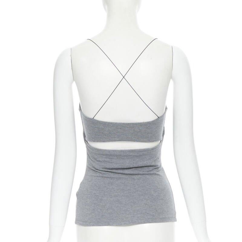 Women's T BY ALEXANDER WANG grey cotton jersey wire spaghetti strap cami tank top XS For Sale