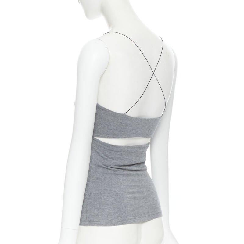 T BY ALEXANDER WANG grey cotton jersey wire spaghetti strap cami tank top XS For Sale 1