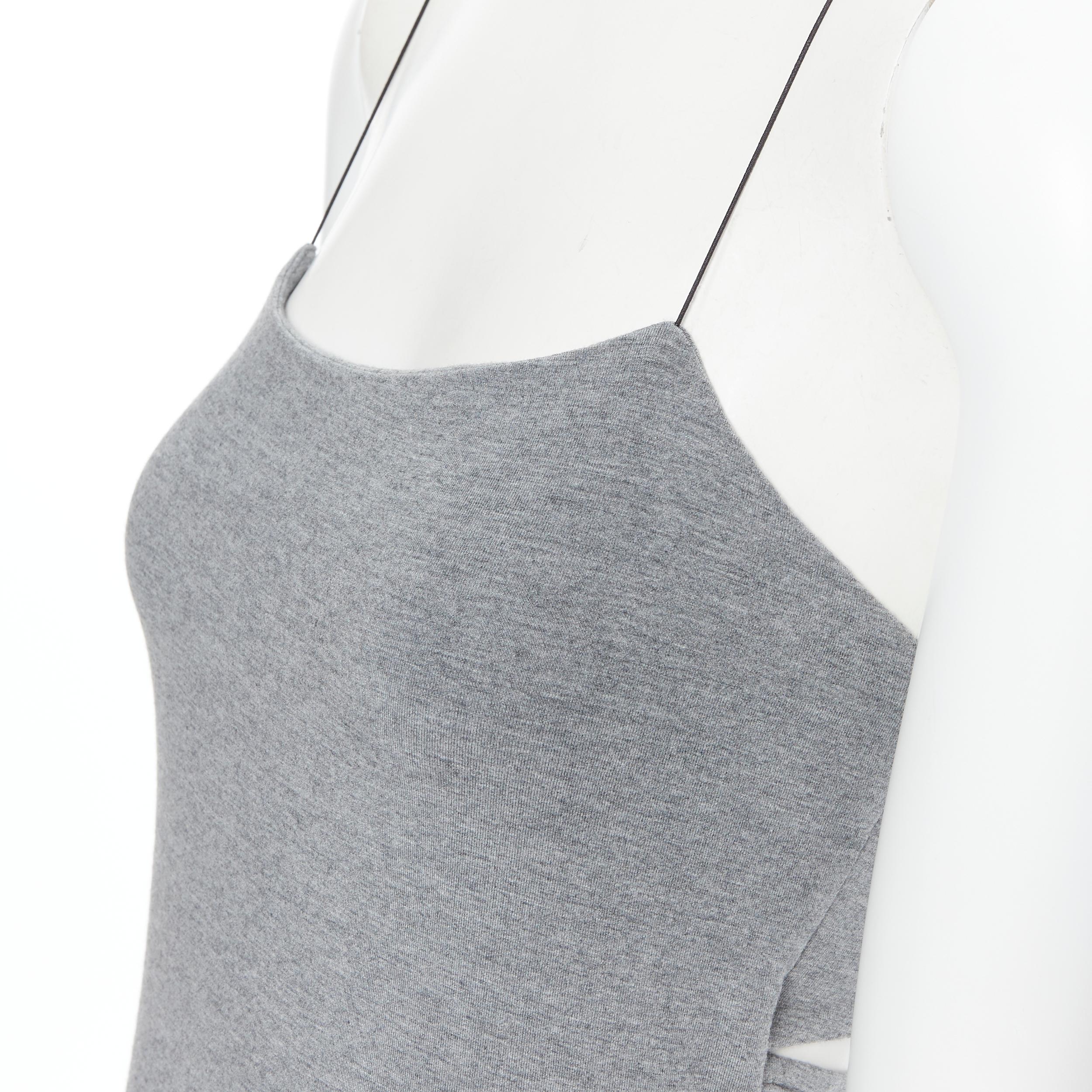 Gray T BY ALEXANDER WANG grey cotton jersey wire spaghetti strap cami tank top XS For Sale