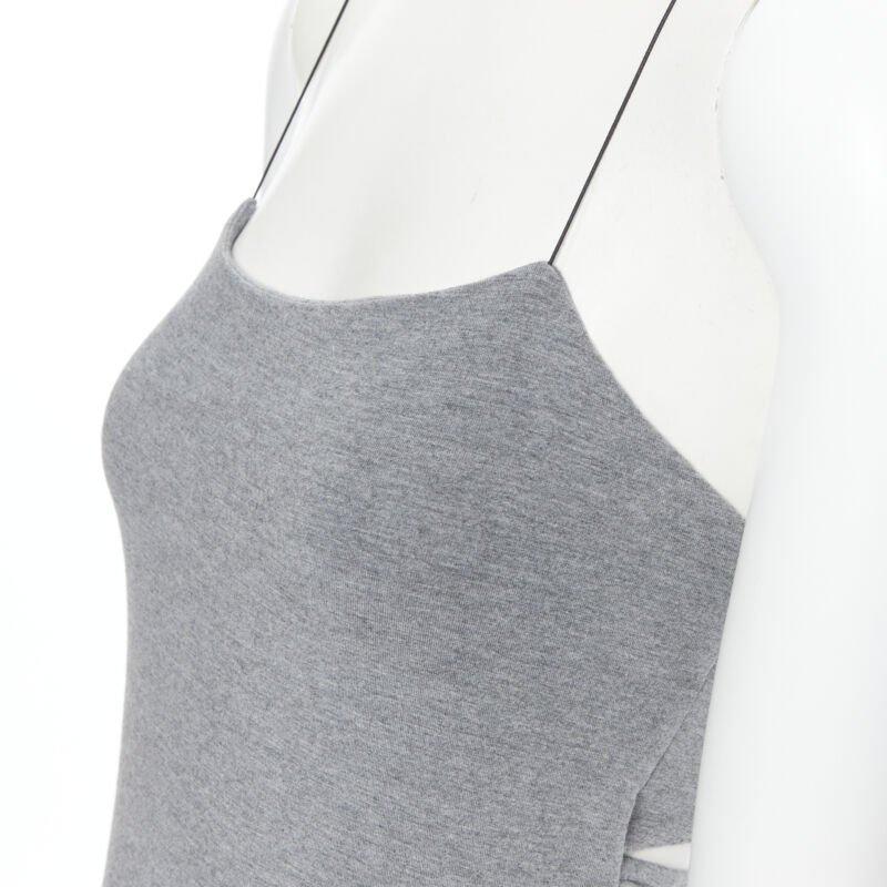 T BY ALEXANDER WANG grey cotton jersey wire spaghetti strap cami tank top XS For Sale 2