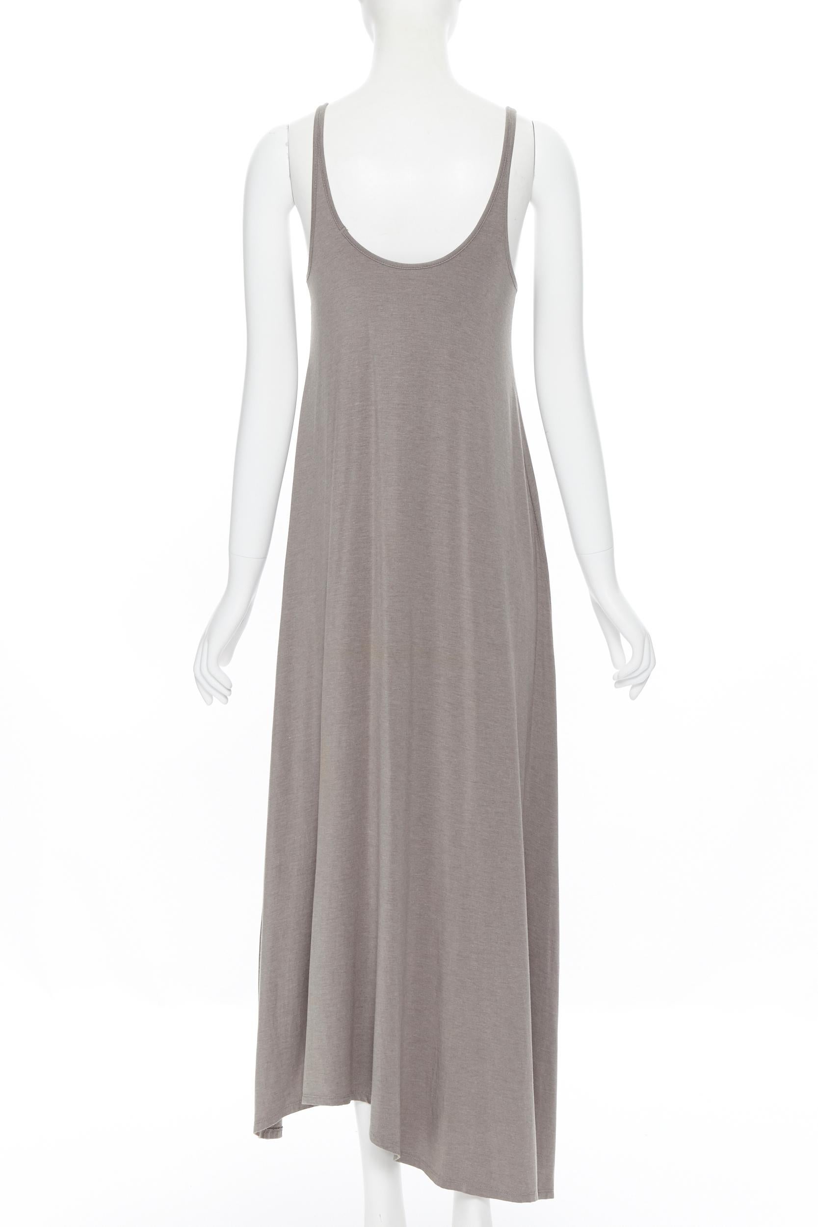 T BY ALEXANDER WANG  grey cotton strap scoop neck asymmetric hem maxi dress XS In Excellent Condition In Hong Kong, NT