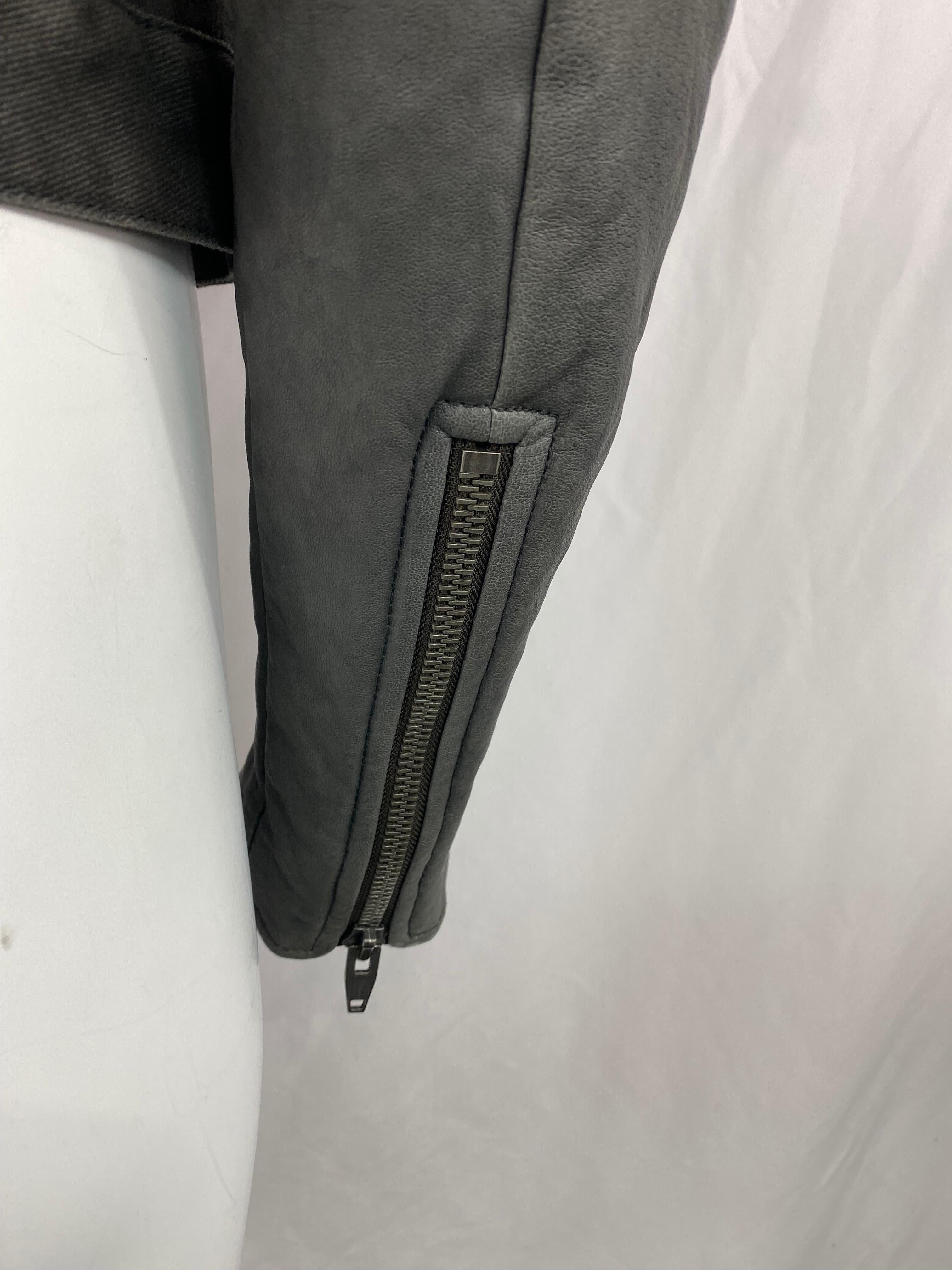 Donna T by Alexander Wang - Giacca in pelle e denim grigio
