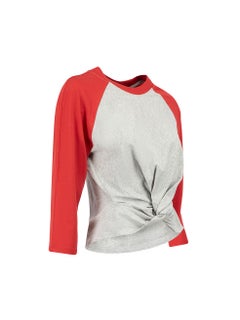 T by Alexander Wang Red & Grey Long Sleeves T-Shirt Size S