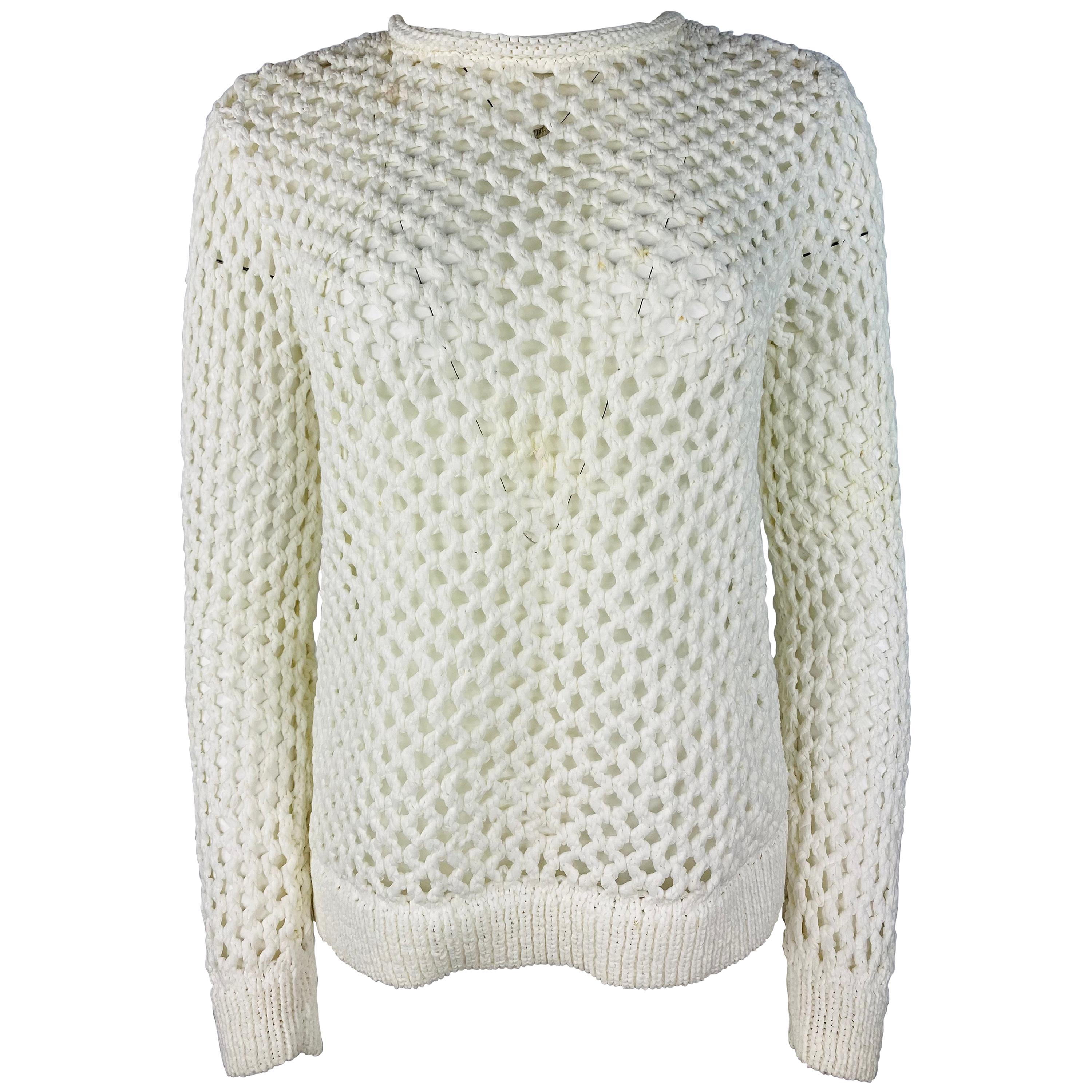 T by Alexander Wang White Knit Sweater Top, Size Small For Sale