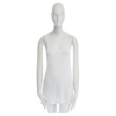 T BY ALEXANDER WANG white tonal stripe rayon scoop neck racer back tank top XS