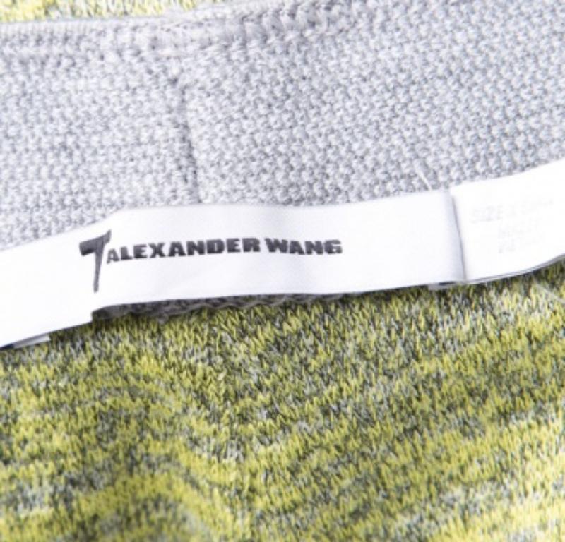 T by Alexander Wang Falda tubo de punto melange amarillo y gris XS Gris en venta