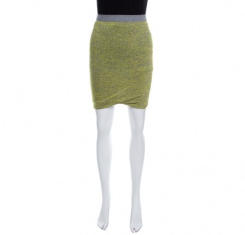 De las mujeres T by Alexander Wang Falda tubo de punto melange amarillo y gris XS en venta